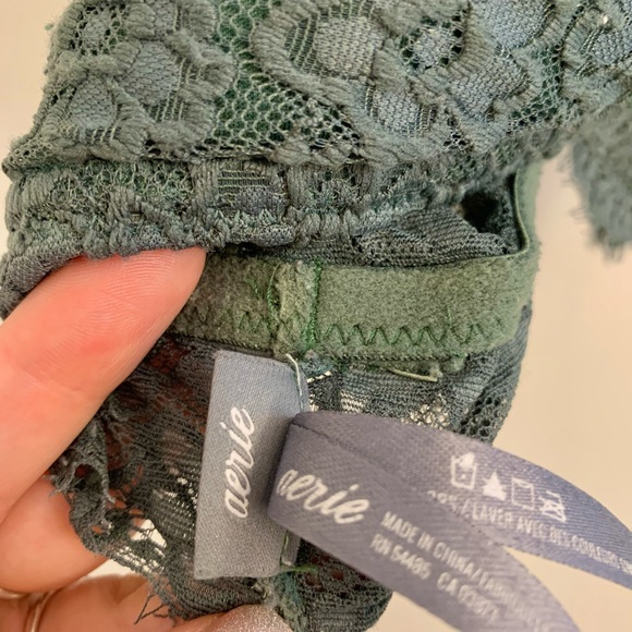 Aerie Lace Racerback Bralette Sage Green - Picture 2 of 3
